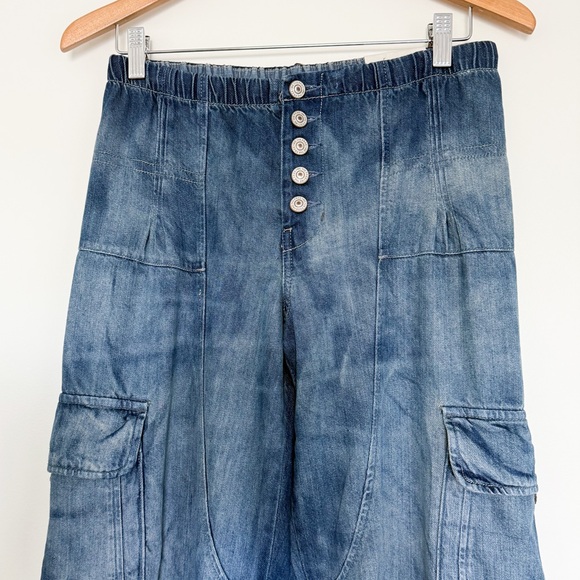 NWT Free People We The Free Wallflower Pull-On Jeans Size XS in Summer Nights - Picture 4 of 9